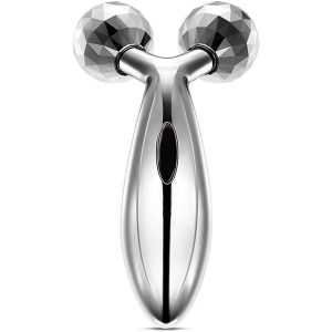 Face Body Roller Massager, 3D Roller Face Massager Y-Shape Face Lift Tool Firming Beauty Massage Body Face Massager (Silver)