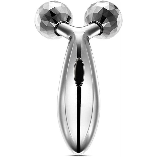 Face Body Roller Massager, 3D Roller Face Massager Y-Shape Face Lift Tool Firming Beauty Massage Body Face Massager (Silver)