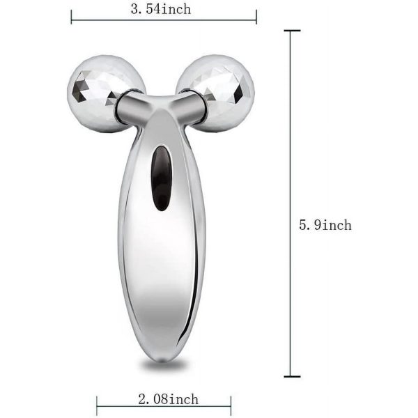 Face Body Roller Massager, 3D Roller Face Massager Y-Shape Face Lift Tool Firming Beauty Massage Body Face Massager (Silver) - Image 4